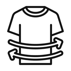 T-shirt with recycling arrows icon.